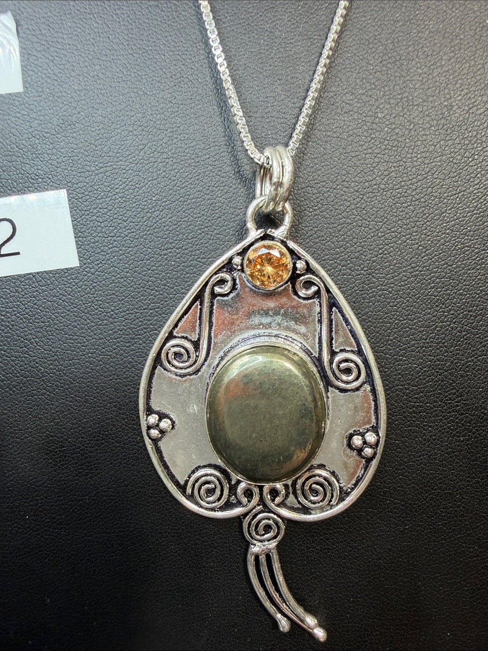 925 Plated pendant with 20” silver tone box chain